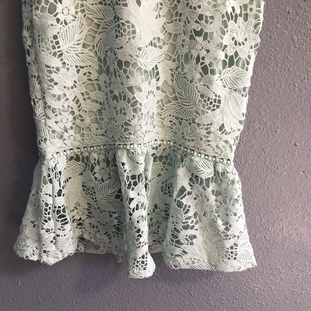 Mint Lace Bandeau Frill Midi Dress - Picture 10 of 13